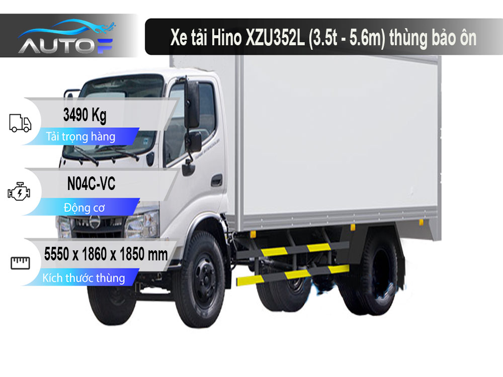 Xe tải Hino XZU352L (3.5t - dài 5.6m) thùng bảo ôn